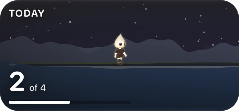 The Today widget, medium: Aurel on the road and today’s count at night